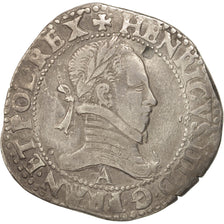 Coin, France, Franc au Col Plat, 1576, Paris, EF(40-45), Silver, Sombart:4714