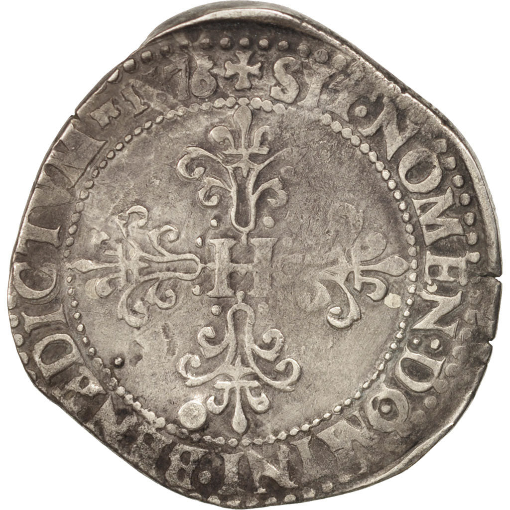 Coin, France, Franc au Col Plat, 1576, Paris, EF(40-45), Silver, Sombart:4714