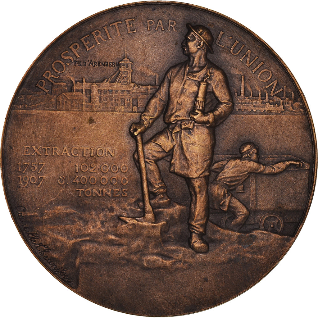 France, Medal, Compagnie des Mines d'Anzin, Business & industry, 1907