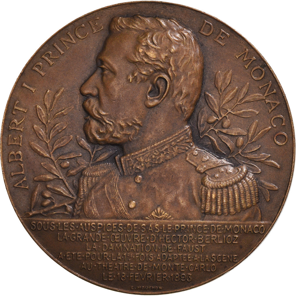 Monaco, Medaille, Albert Ier, Hector Berlioz, 1903, Mouchon, VZ, Bronze