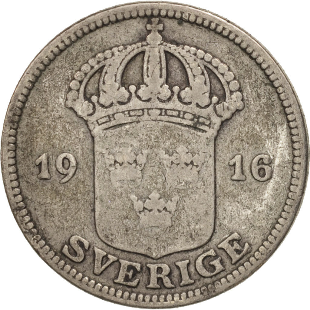 Sweden, Gustaf V, 50 Öre, 1916, VF(30-35), Silver, KM:788