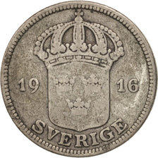 Sweden, Gustaf V, 50 Öre, 1916, VF(30-35), Silver, KM:788
