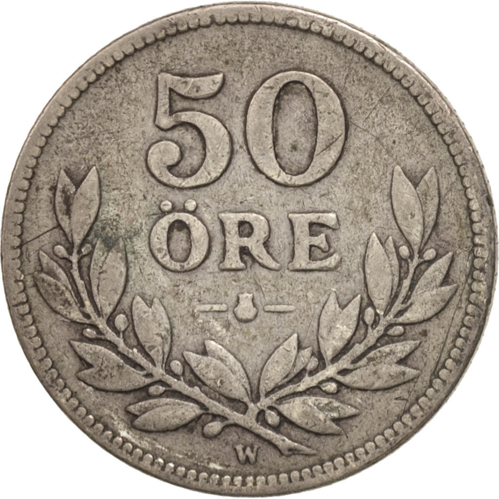 Sweden, Gustaf V, 50 Öre, 1916, VF(30-35), Silver, KM:788