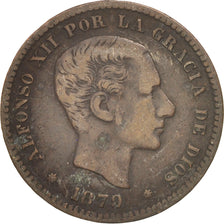 Spain, Alfonso XII, 5 Centimos, 1879, Madrid, VF(30-35), Bronze, KM:674