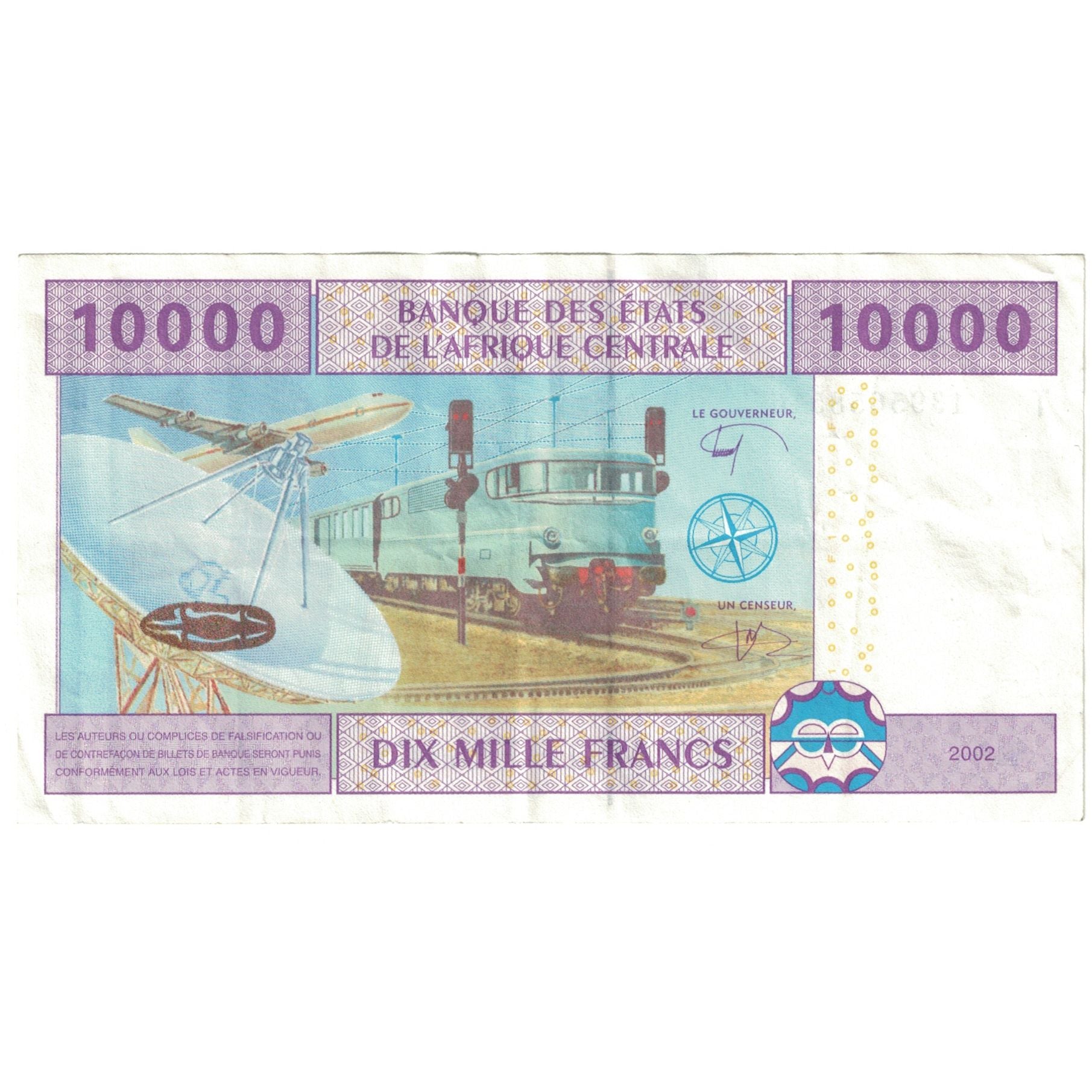 Banknote, Central African States, 10,000 Francs, 2002, KM:110T, EF(40-45)