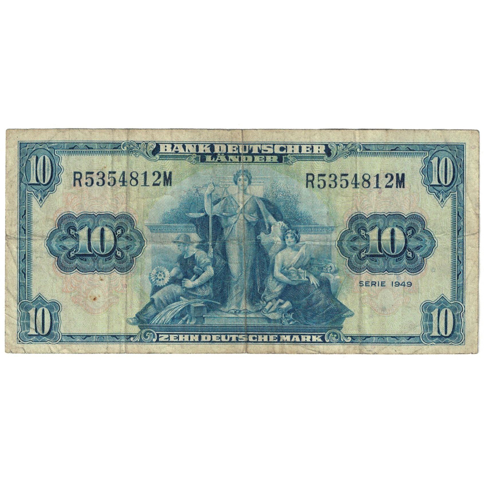 Geldschein, Bundesrepublik Deutschland, 10 Deutsche Mark, 1949, 1949-08-22
