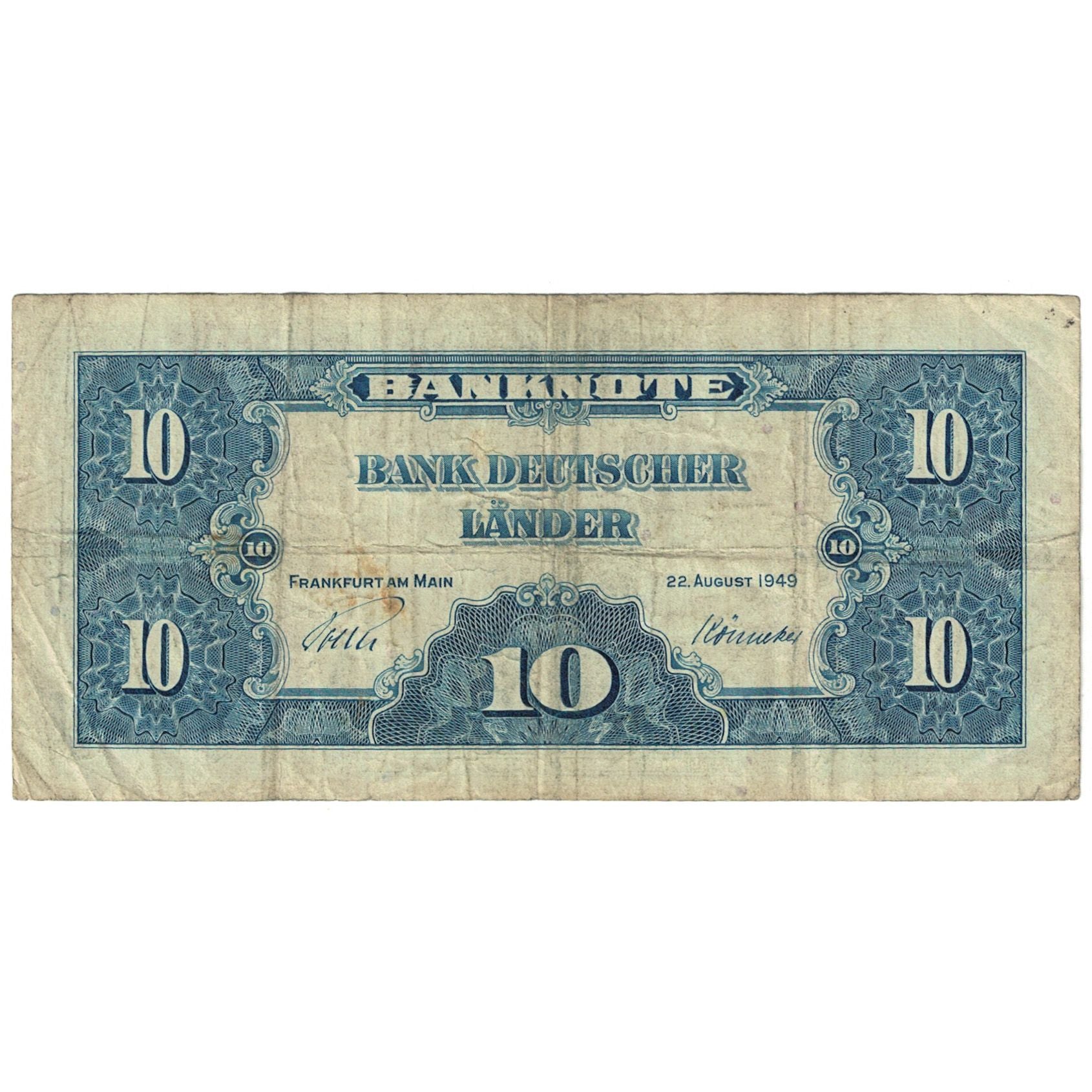 Geldschein, Bundesrepublik Deutschland, 10 Deutsche Mark, 1949, 1949-08-22