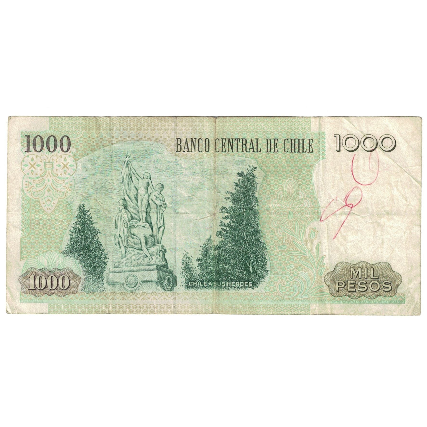 Billete, 1000 Pesos, 2001, Chile, KM:154f, BC