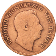 Stati tedeschi, BADEN, Leopold I, Kreuzer, 1851, MB, Rame, KM:218.2