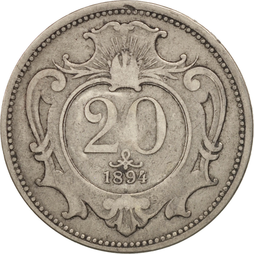 Austria, Franz Joseph I, 20 Heller, 1894, EF(40-45), Nickel, KM:2803