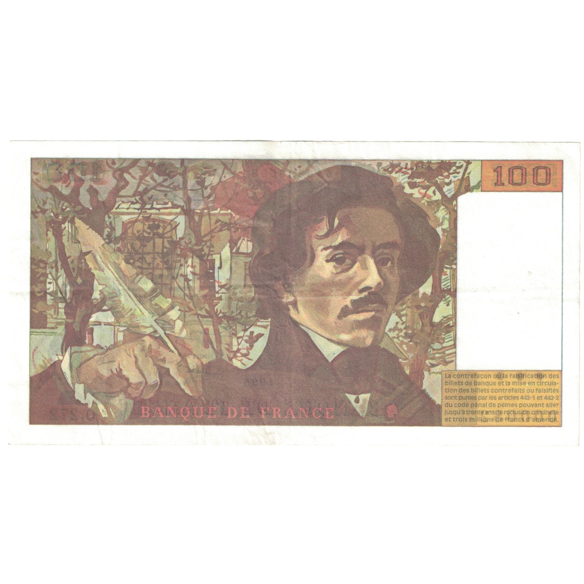 France, 100 Francs, Delacroix, 1995, SUP, Fayette:69ter.02b, KM:154h