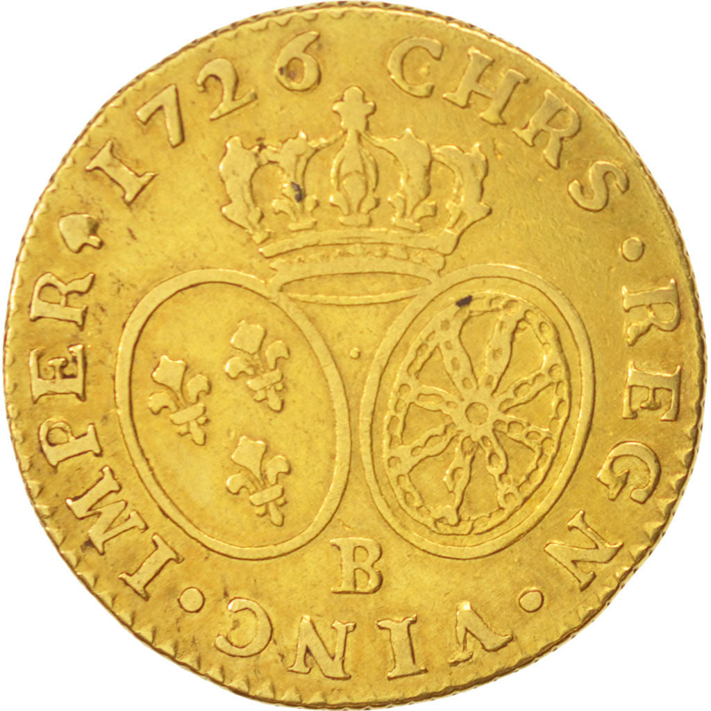 Frankreich, Louis XV, Louis d'or aux lunettes, 1726, Rouen, S+, KM 489.3
