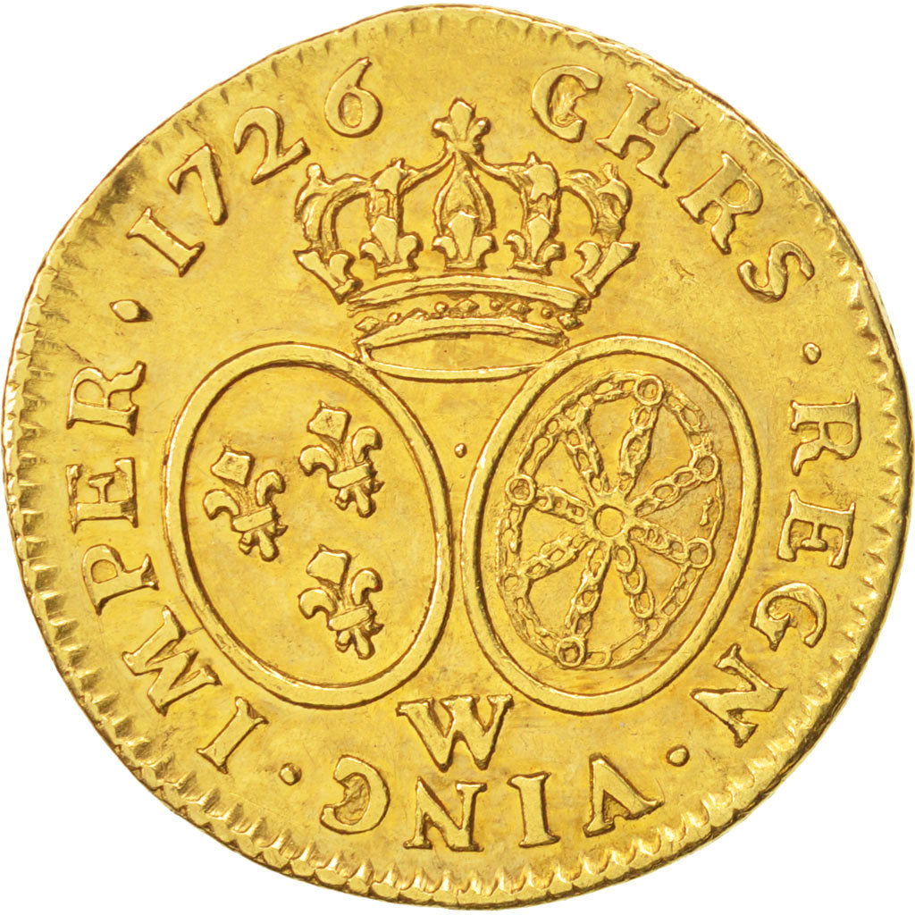 France, Louis XV, Louis d'or aux lunettes, 1726, Lille, EF(40-45), KM 489.22