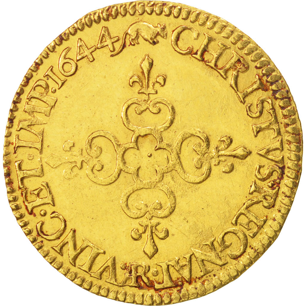 France, Louis XIV, Écu d'or, 1644, Arras, AU(55-58), Gold, KM:146.2, Gadoury 232