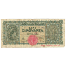 Banknote, Italy, 50 Lire, 1944, 1944-12-10, KM:74a, VG(8-10)