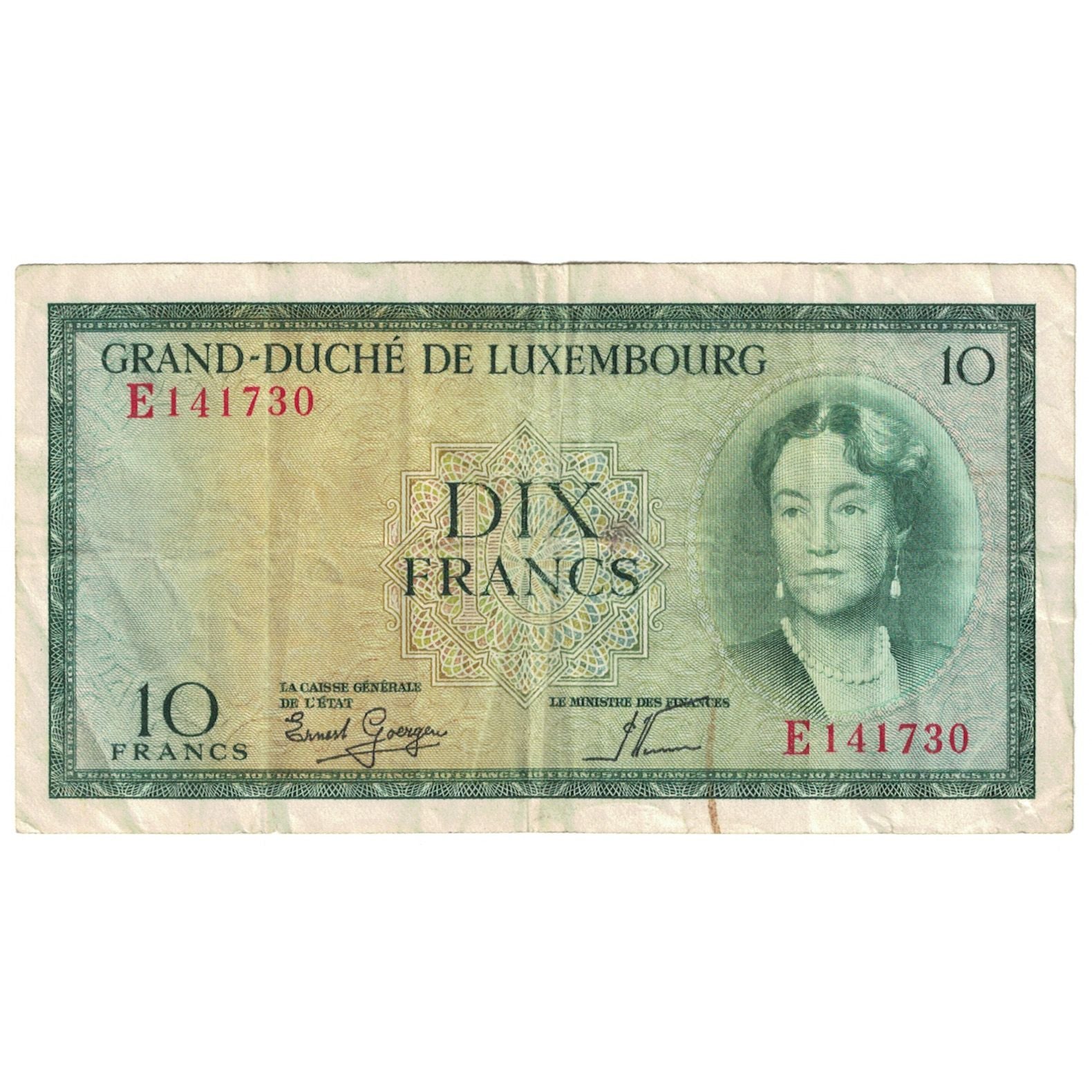 Banconote, Lussemburgo, 10 Francs, KM:48a, MB