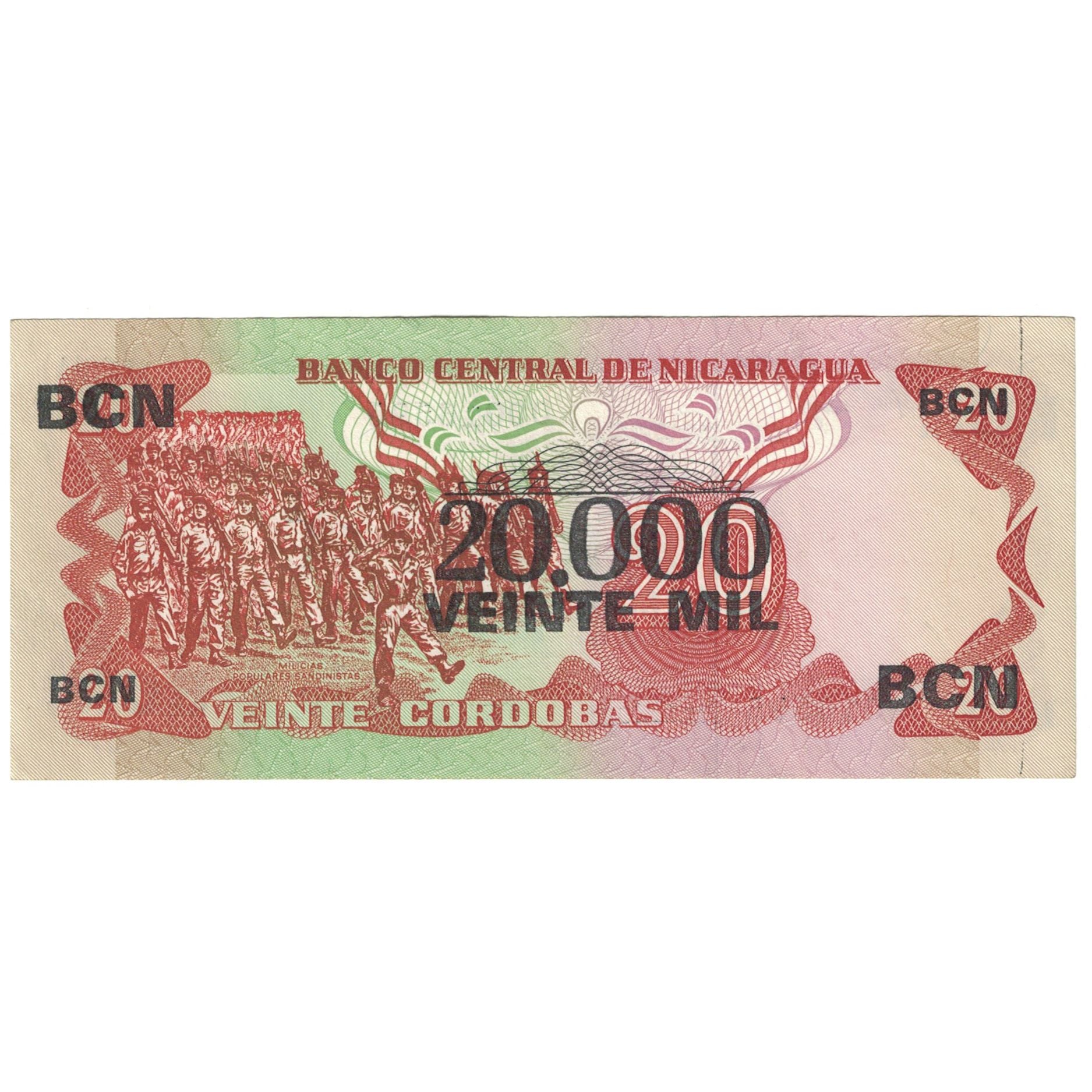 Banconote, Nicaragua, 20,000 Córdobas on 20 Córdobas, 1987, 1987, KM:147, FDS
