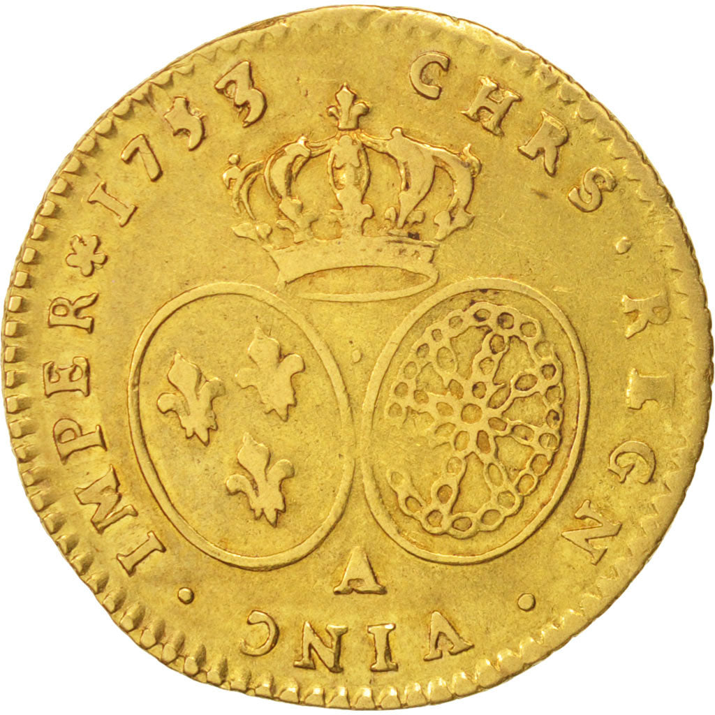 Coin, France, Louis XV, 1/2 Louis d'or au bandeau, 1/2 Louis d'or, 1753, Paris