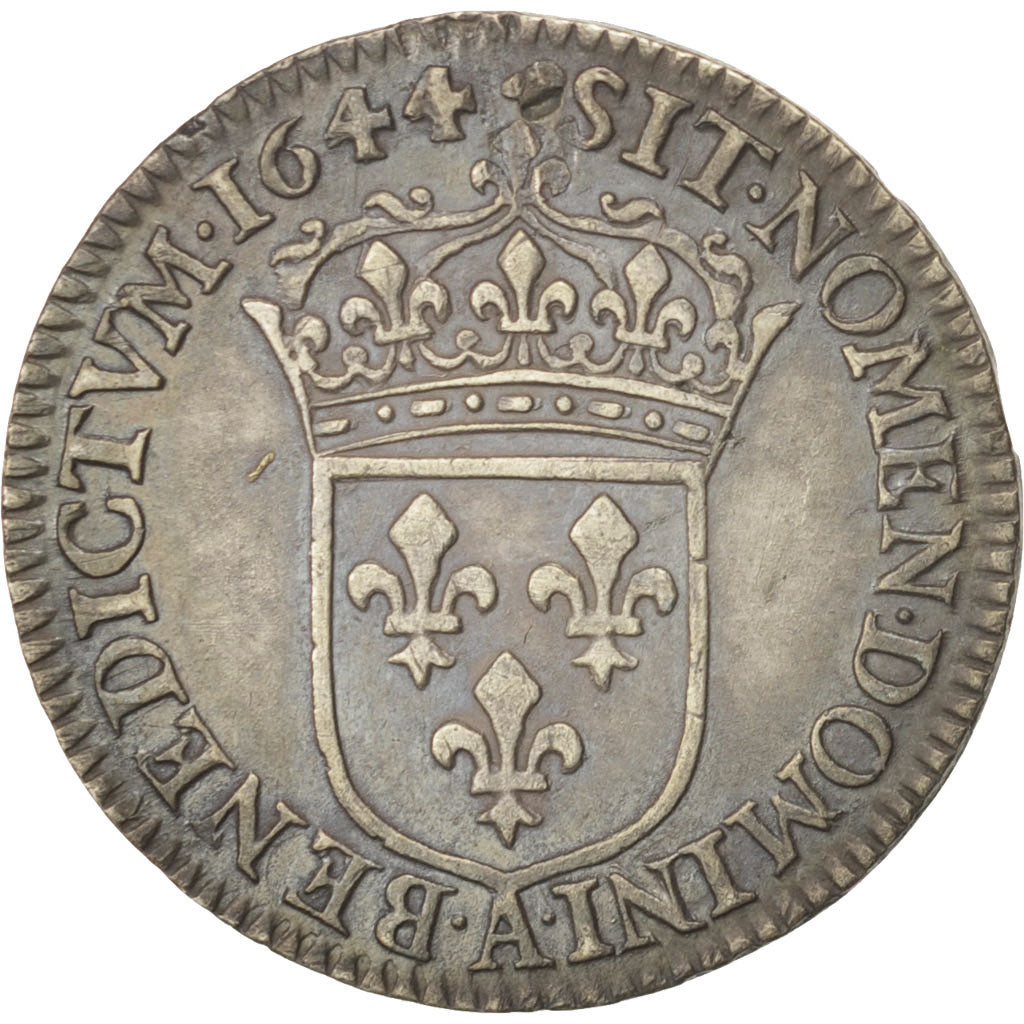 France, Louis XIV, 1/12 Écu à la mèche courte, 10 Sols, 1644, Paris, KM 140.1
