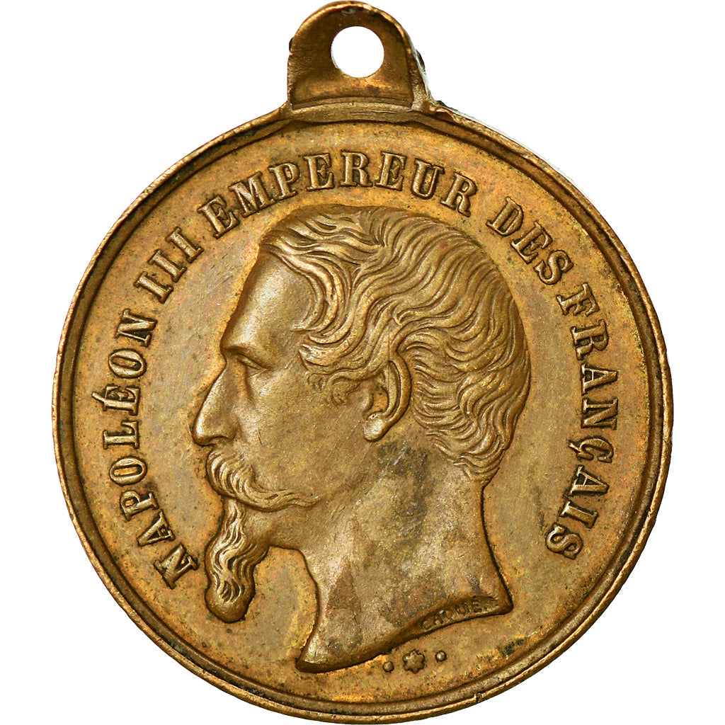 França, Medal, Napoléon III, Festival de Charleville, 1864, AU(50-53), Cobre