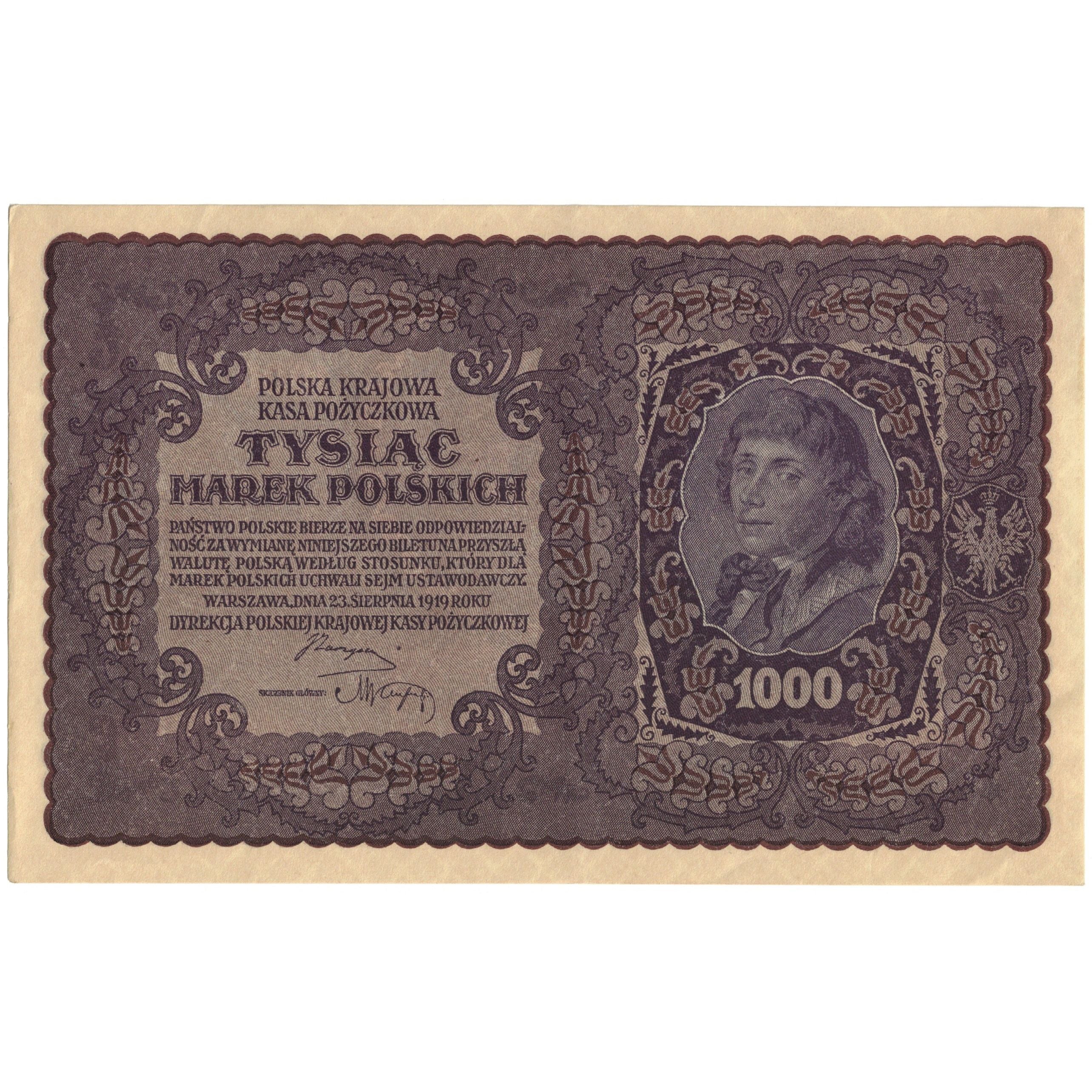 Banconote, Polonia, 1000 Marek, 1919, KM:29, 1919-08-23, SPL
