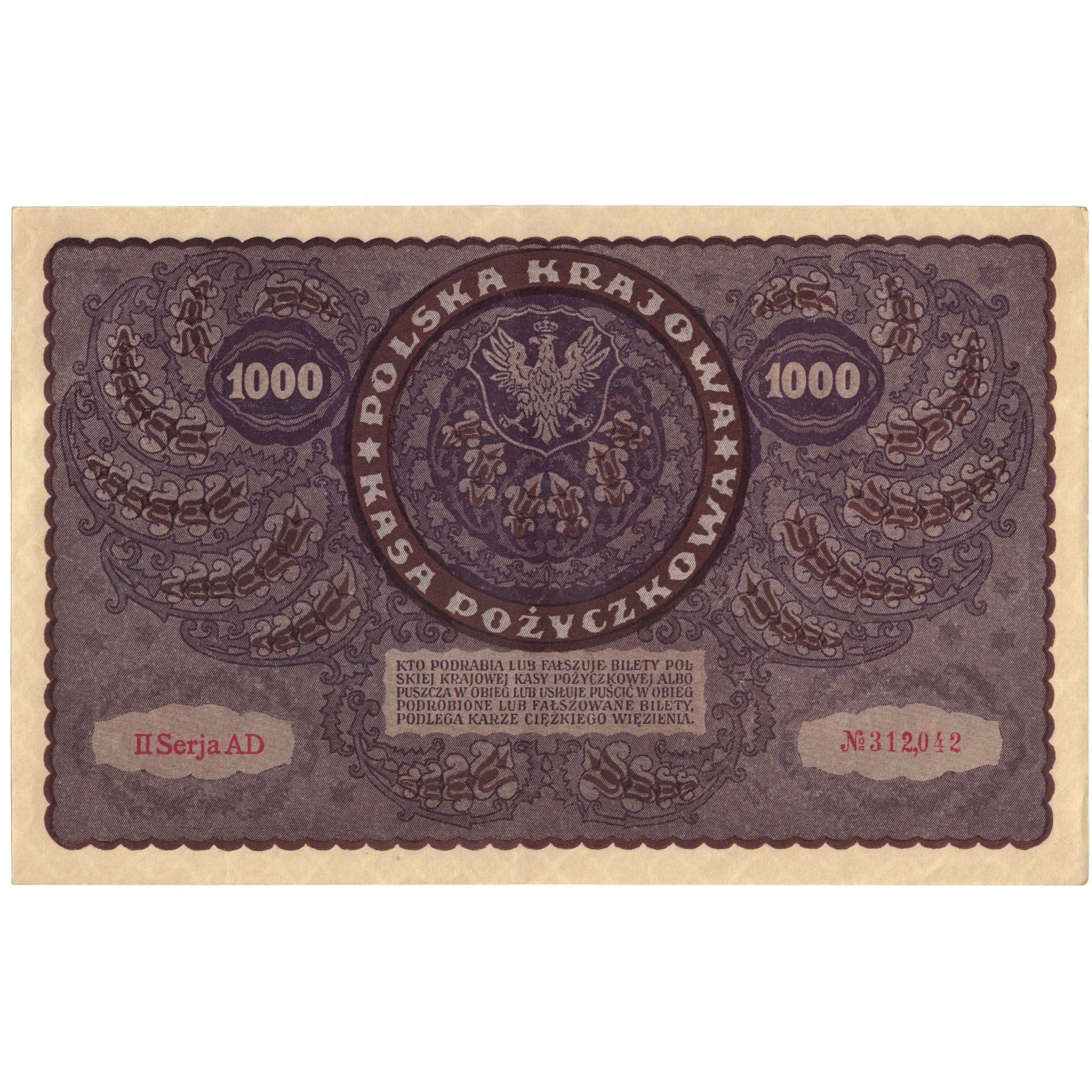 Banconote, Polonia, 1000 Marek, 1919, KM:29, 1919-08-23, SPL