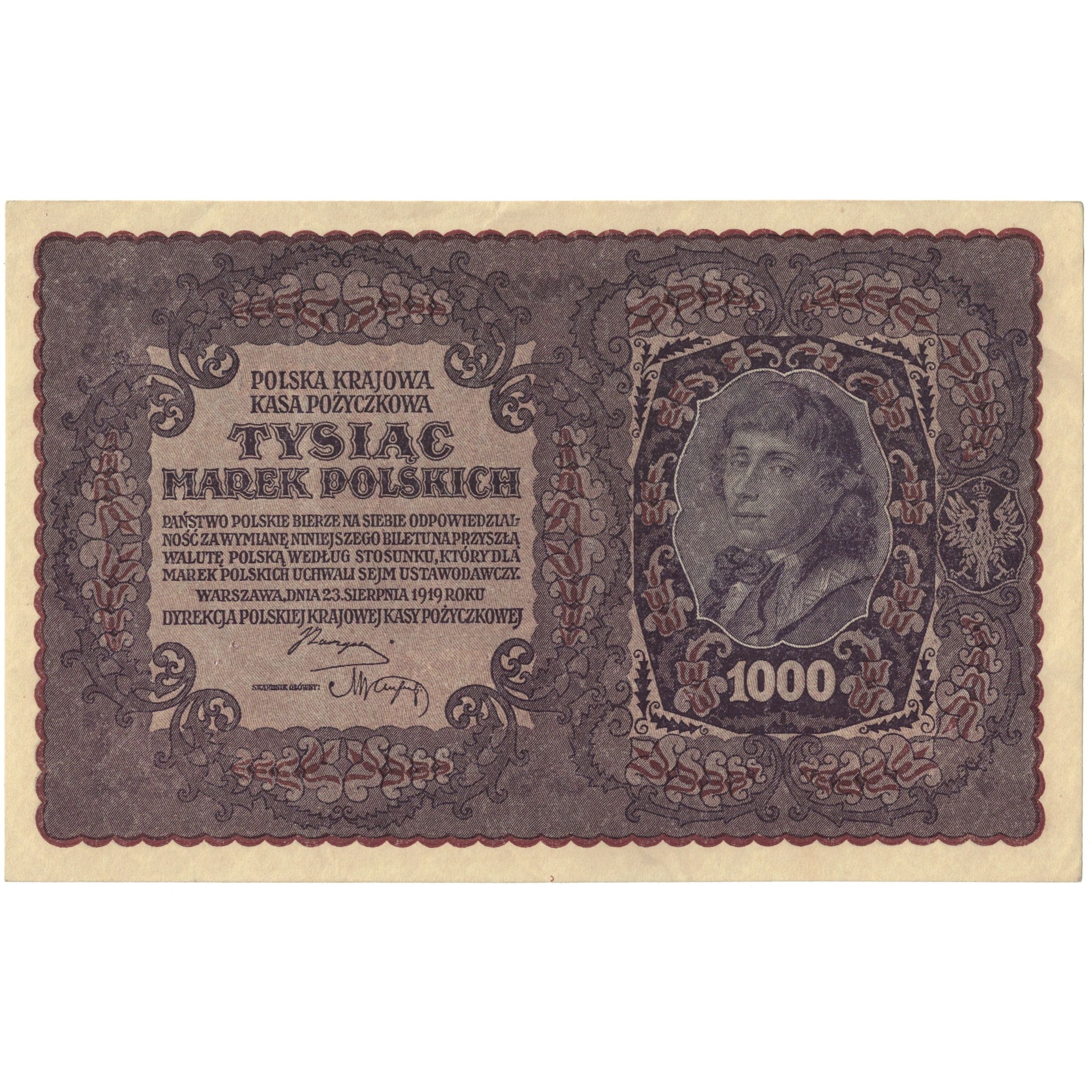 Banknote, Poland, 1000 Marek, 1919, 1919-08-23, KM:29, UNC(63)