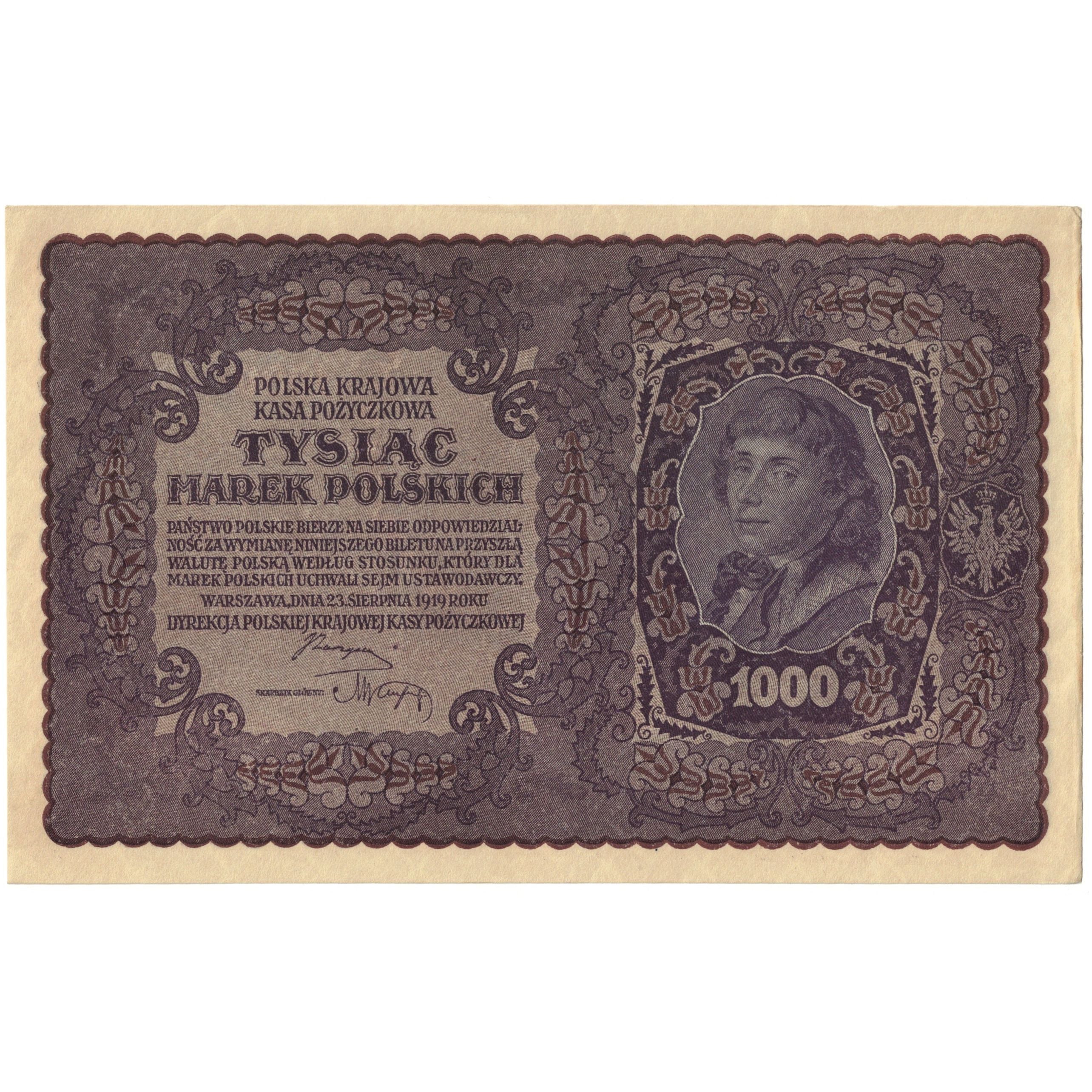 Banknote, Poland, 1000 Marek, 1919, 1919-08-23, KM:29, UNC(63)