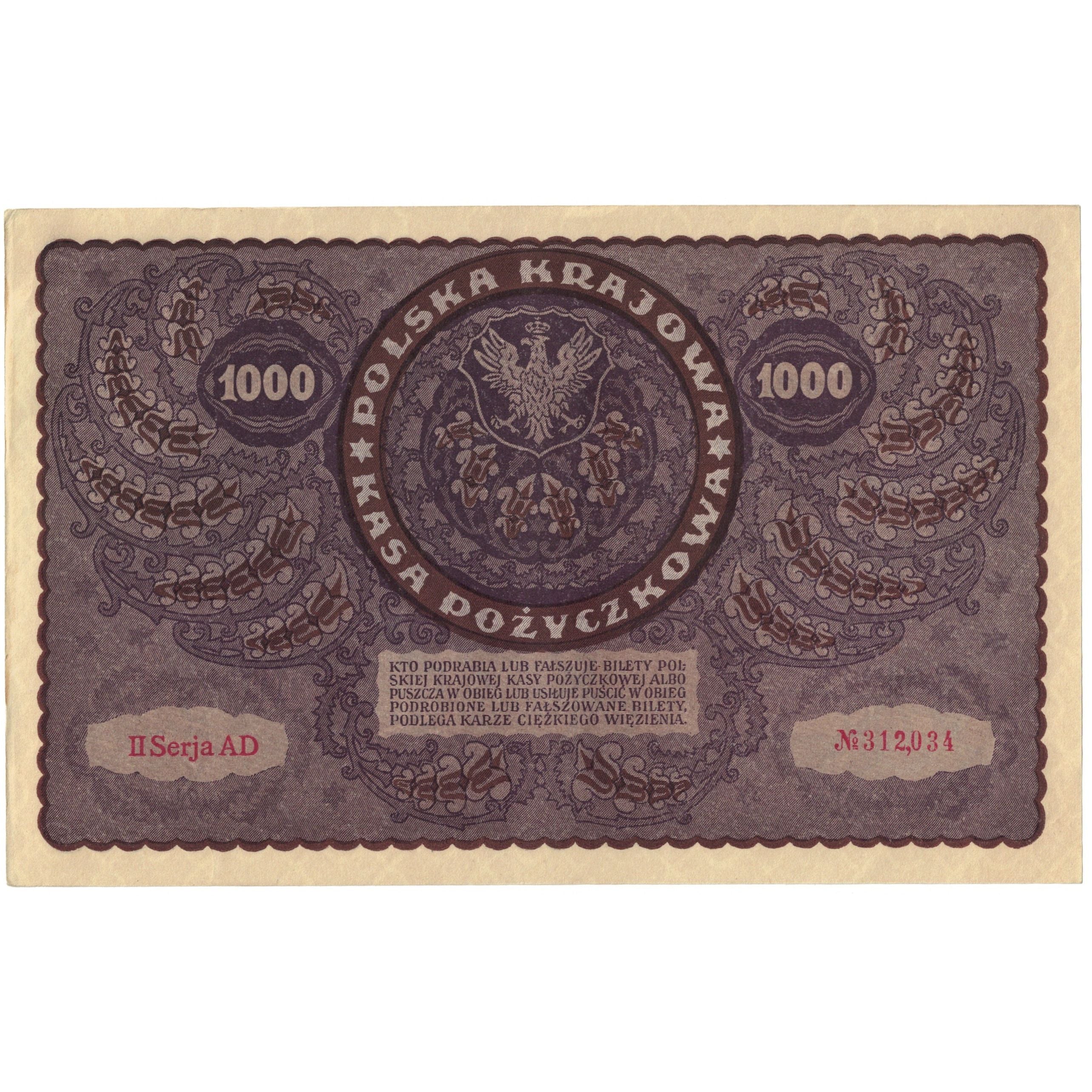 Banknote, Poland, 1000 Marek, 1919, 1919-08-23, KM:29, UNC(63)