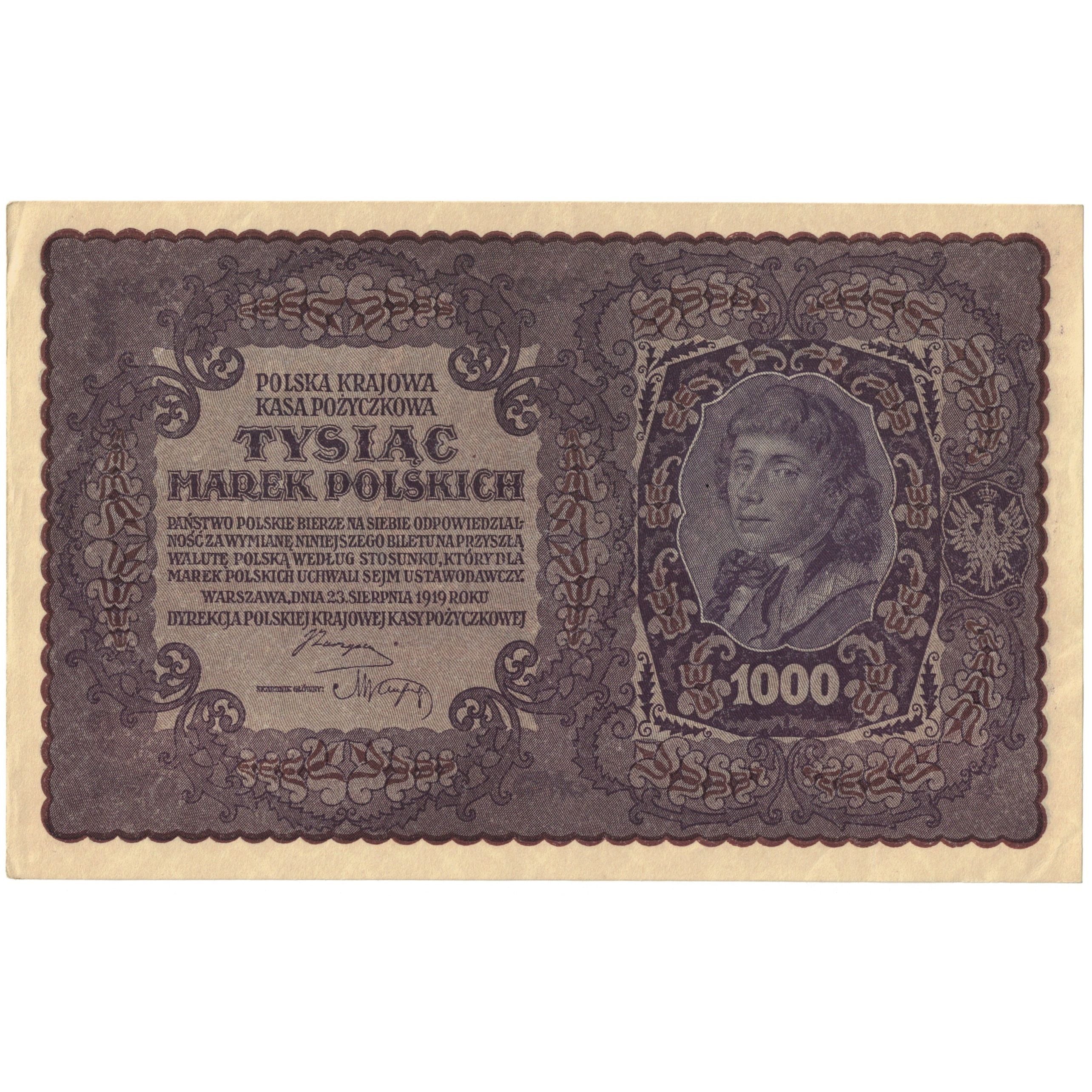 Banknote, Poland, 1000 Marek, 1919, 1919-08-23, KM:29, UNC(63)