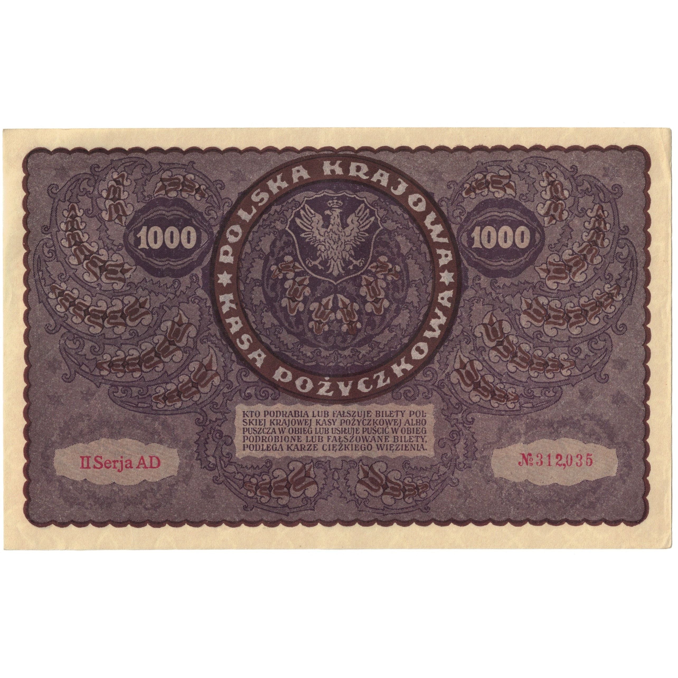 Banknote, Poland, 1000 Marek, 1919, 1919-08-23, KM:29, UNC(63)
