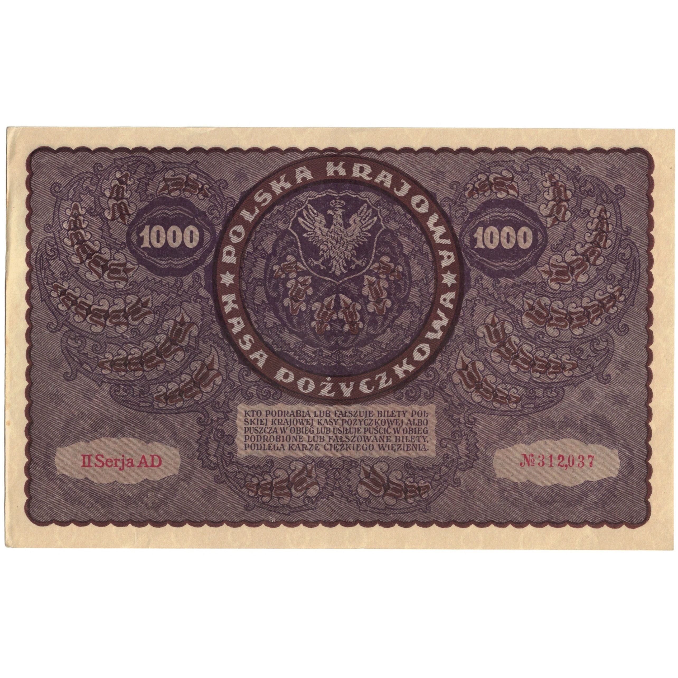 Banknote, Poland, 1000 Marek, 1919, 1919-08-23, KM:29, UNC(63)