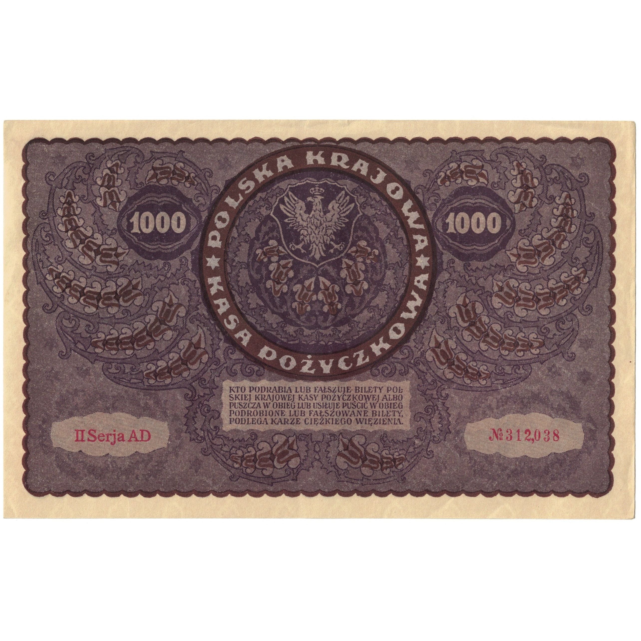 Banknote, Poland, 1000 Marek, 1919, 1919-08-23, KM:29, UNC(63)