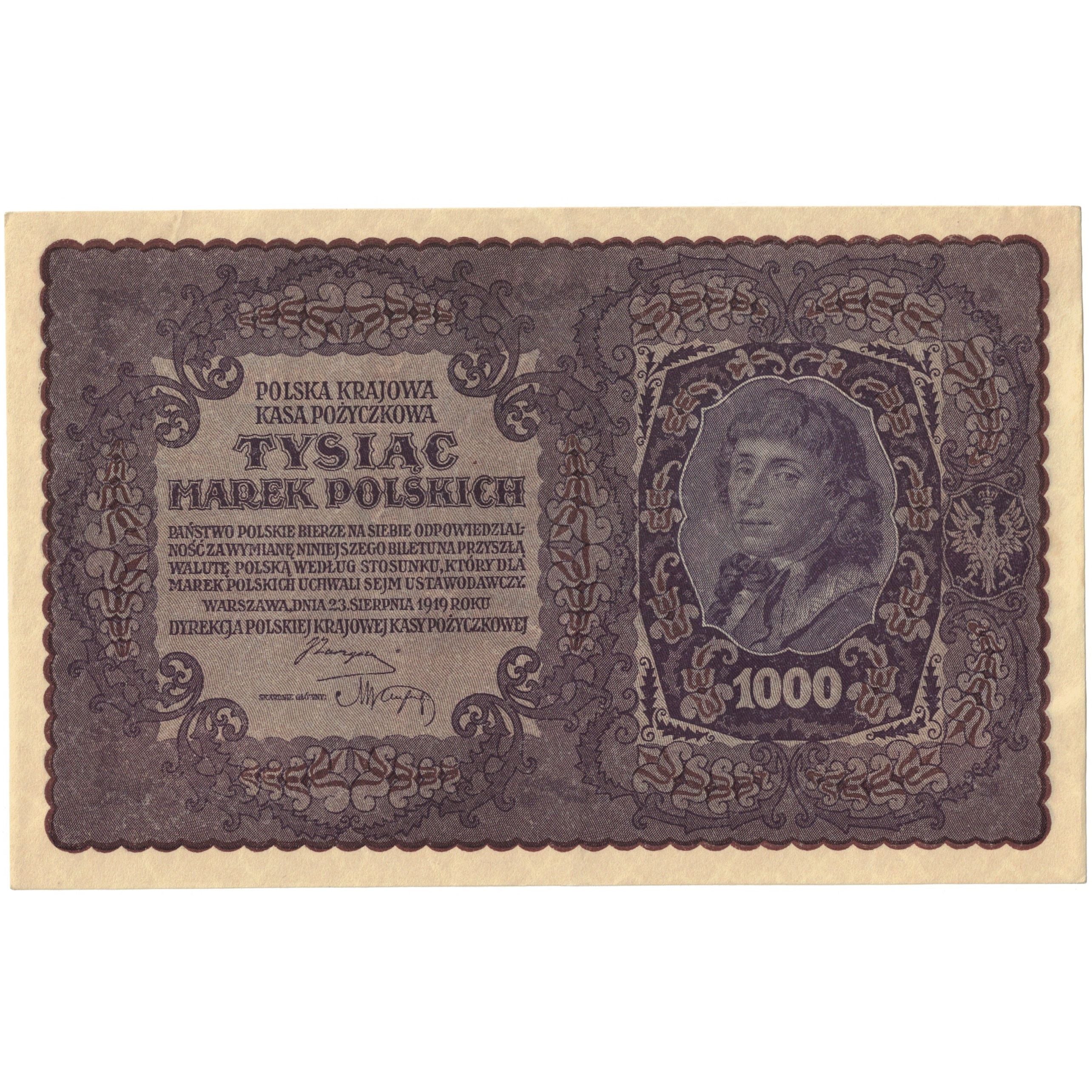 Banknote, Poland, 1000 Marek, 1919, 1919-08-23, KM:29, UNC(63)