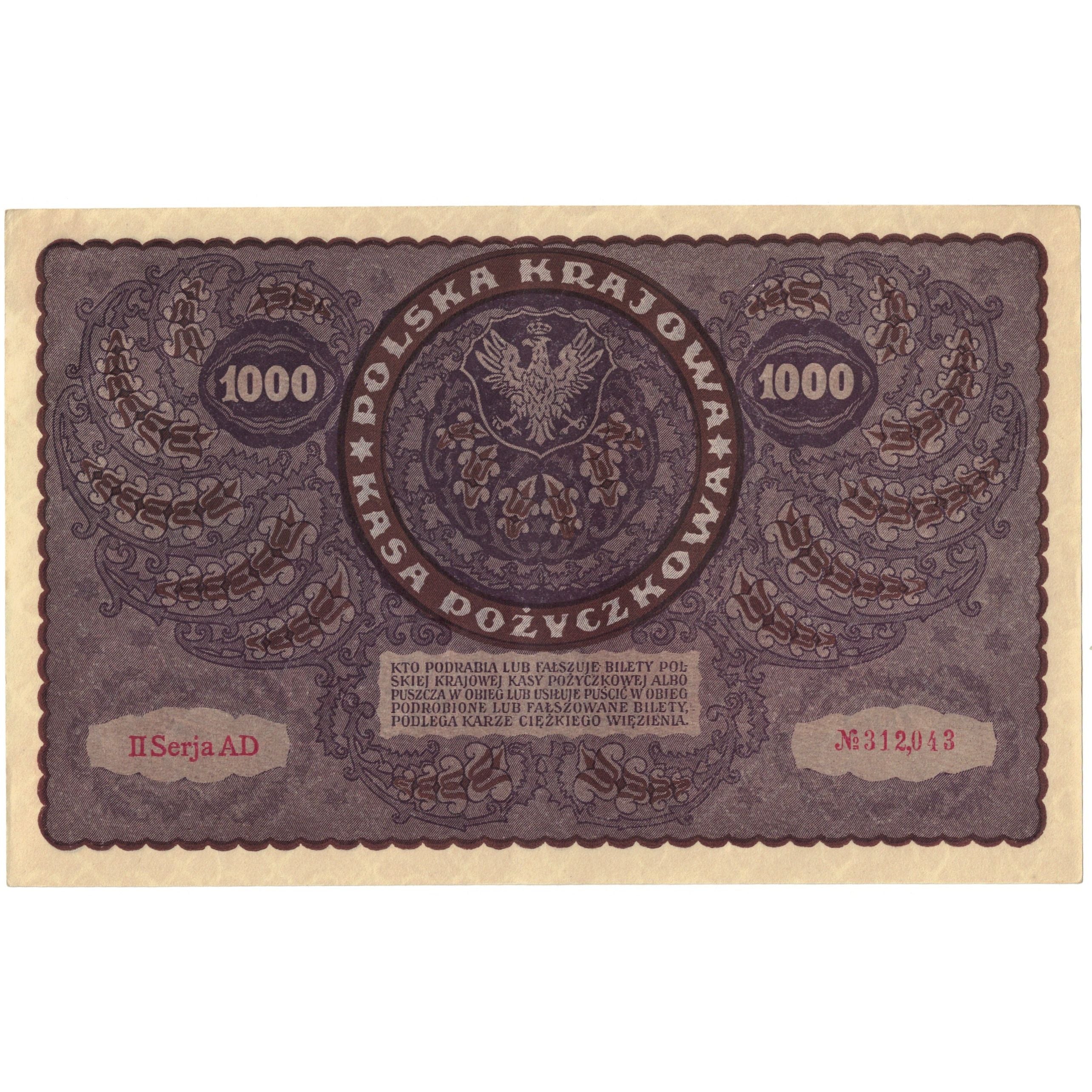 Banknote, Poland, 1000 Marek, 1919, 1919-08-23, KM:29, UNC(63)