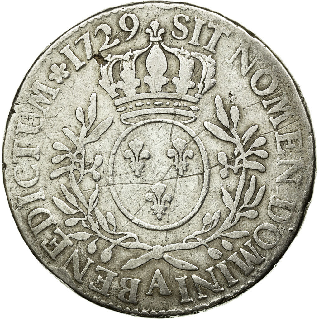 Moneta, Francia, Louis XV, Écu aux branches d'olivier, Ecu, 1729, Paris, MB