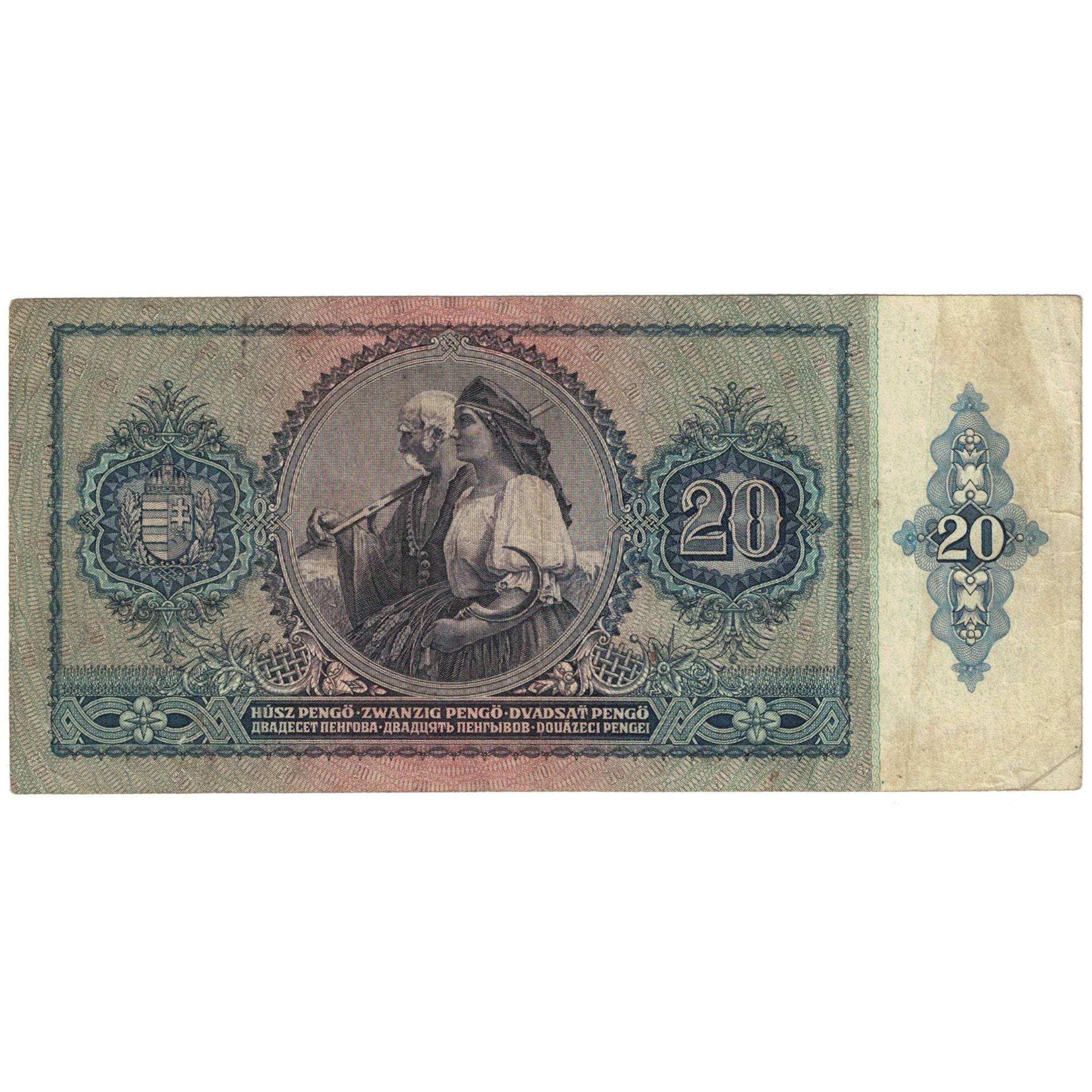 Banknote, Hungary, 20 Pengö, Undated (1941), KM:109, VF(20-25)