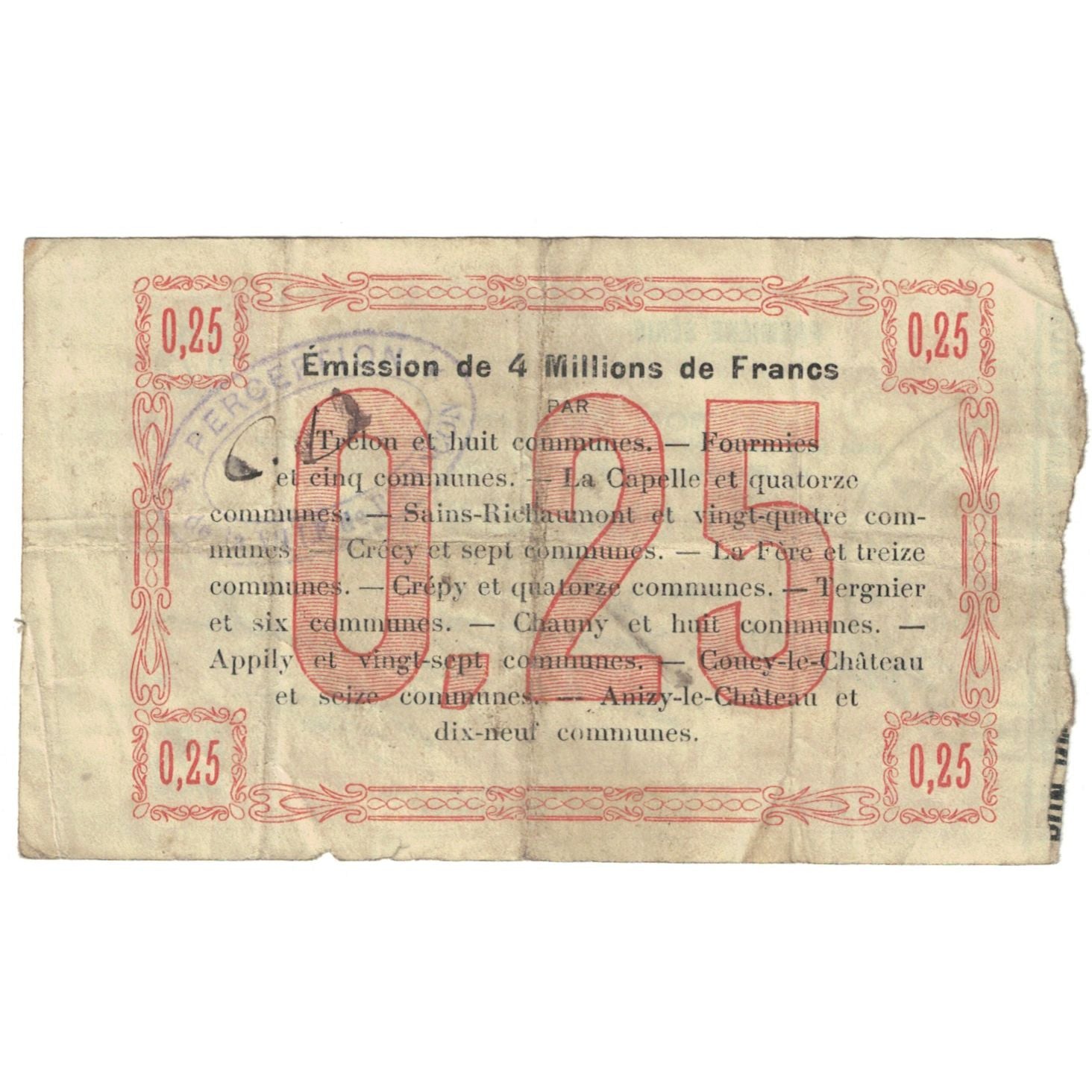 Francia, Fourmies, 25 Centimes, 1915, MB