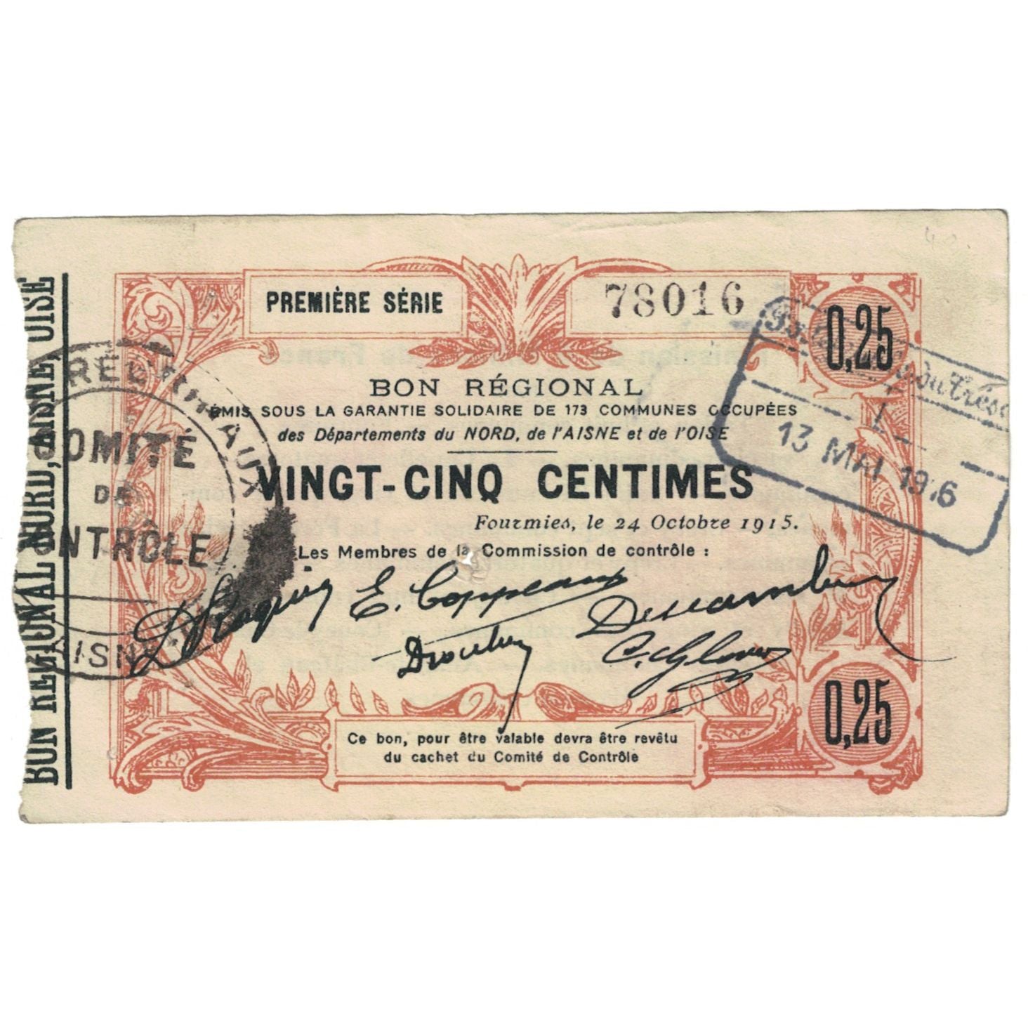 France, Fourmies, 25 Centimes, 1915, SUP