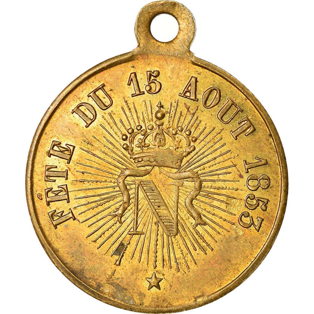 Frankrijk, Medaille, Napoléon III, Fête du 15 Aout, 1853, ZF+, Koper