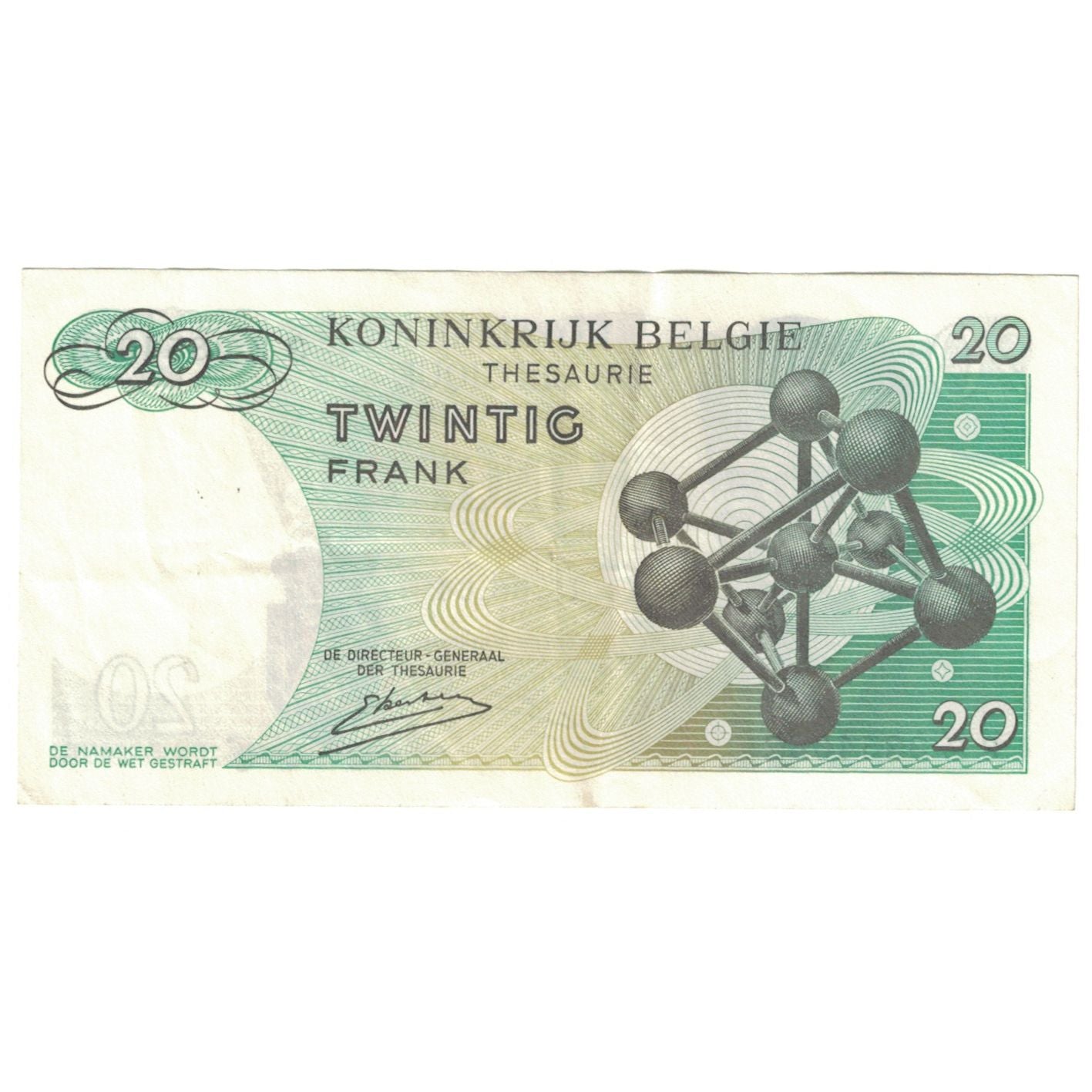 Banknote, Belgium, 20 Francs, 1964, 1964-06-15, KM:138, AU(50-53)
