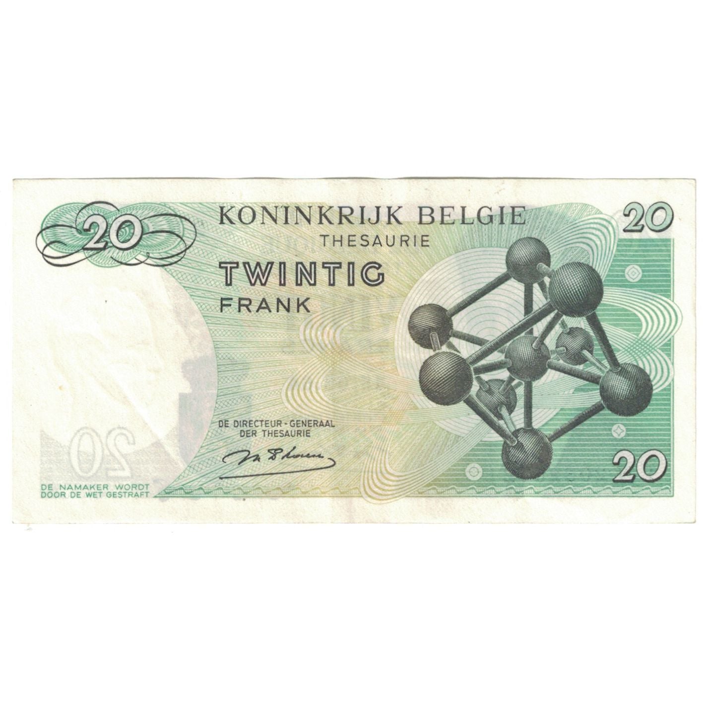 Banknote, Belgium, 20 Francs, 1964, 1964-06-15, KM:138, AU(50-53)