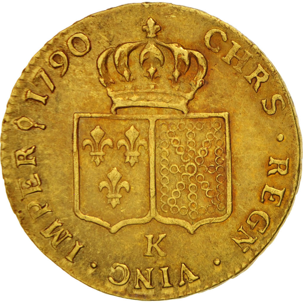 France, Louis XVI, Double louis d'or à la tête nue, 1790, Bordeaux, Gadoury 363
