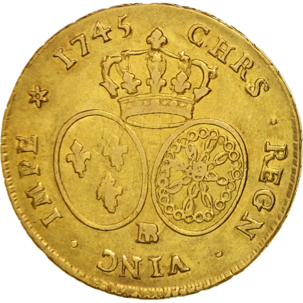 Münze, Frankreich, Louis XV, Double louis d'or au bandeau, 2 Louis D'or, 1745