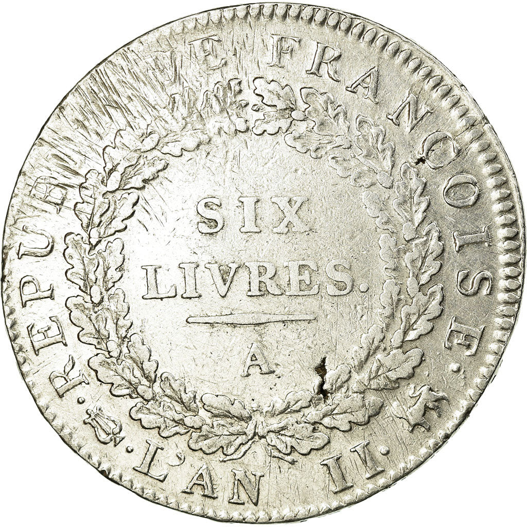 Coin, France, Écu de 6 livres françoise, 6 Livres, 1793, Paris, VF(30-35)