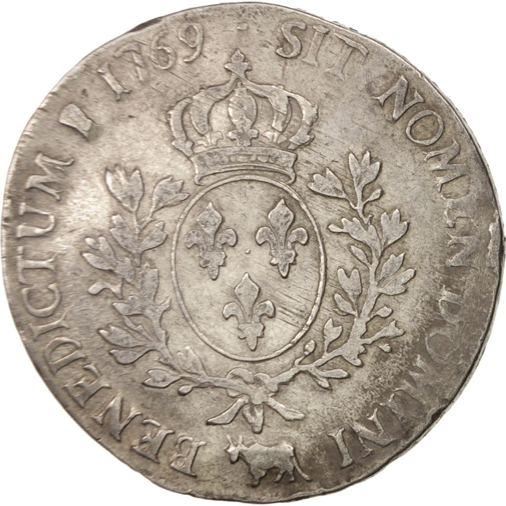 France, Louis XV, Écu de Béarn au bandeau, 1769, Pau, VF(20-25), Silver,KM 518