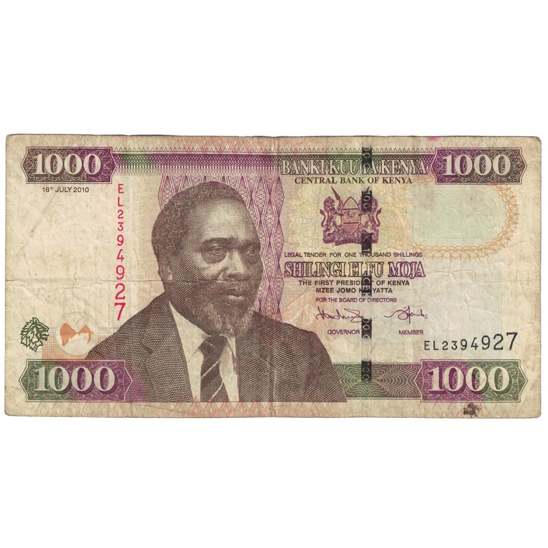 Banknote, Kenya, 1000 Shillings, 2010, 2010-07-16, KM:51e, VG(8-10)