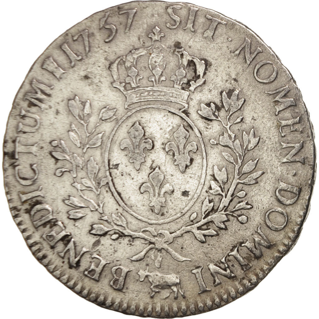 France, Louis XV, Écu de Béarn au bandeau, 1757, Pau, VF(20-25), Silver, KM 518