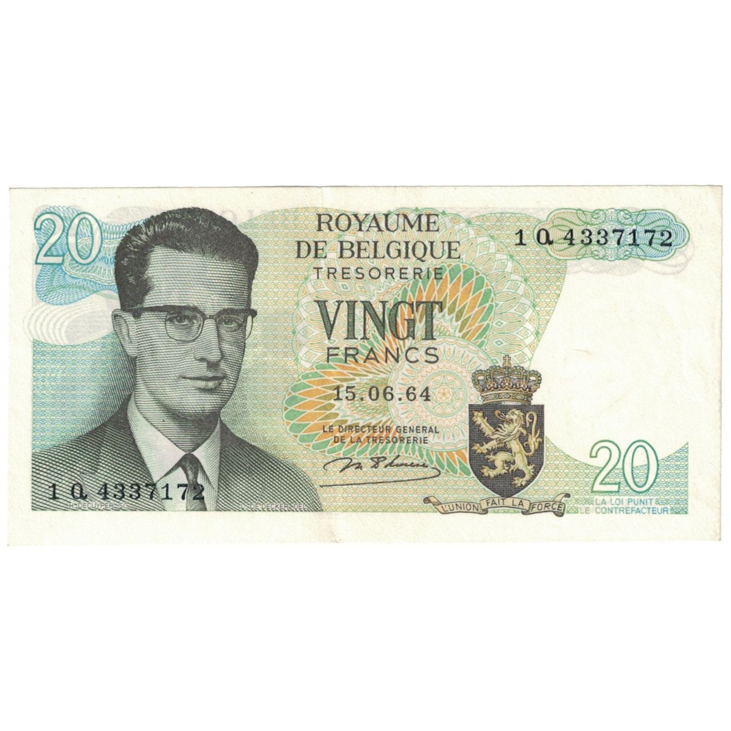 Banknote, Belgium, 20 Francs, 1964-06-15, KM:138, UNC(63)