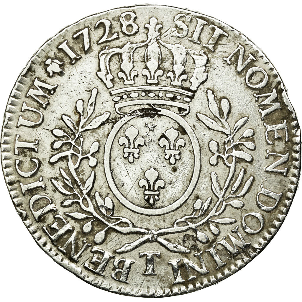 Coin, France, Louis XV, Écu aux branches d'olivier, Ecu, 1728, Nantes